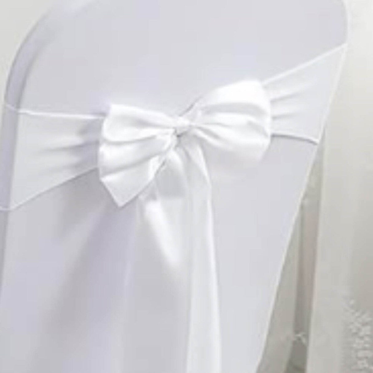 10 Pieces White Polyester Chair Sashes 8"x108" with Serged Edges for Events