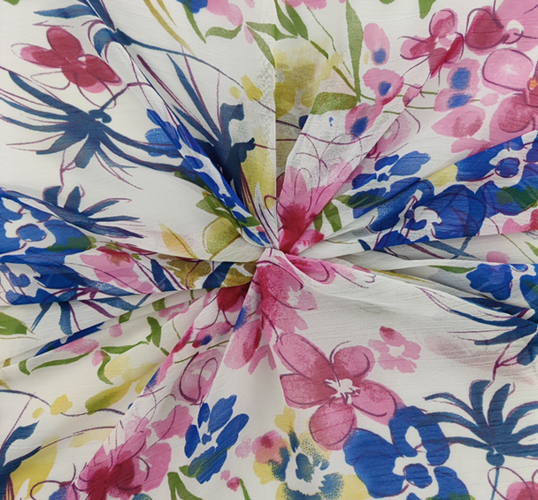 1 Yard Soft Ivory or Pink Hi Multi Chiffon Elegant Lightweight Fabric, 58/60" Wide