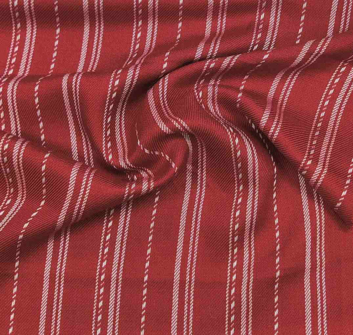 1 Yard Rayon Twill Yarn Dyed Stripe Burgundy Woven Fabric, 54/55" Wide 100% Rayon