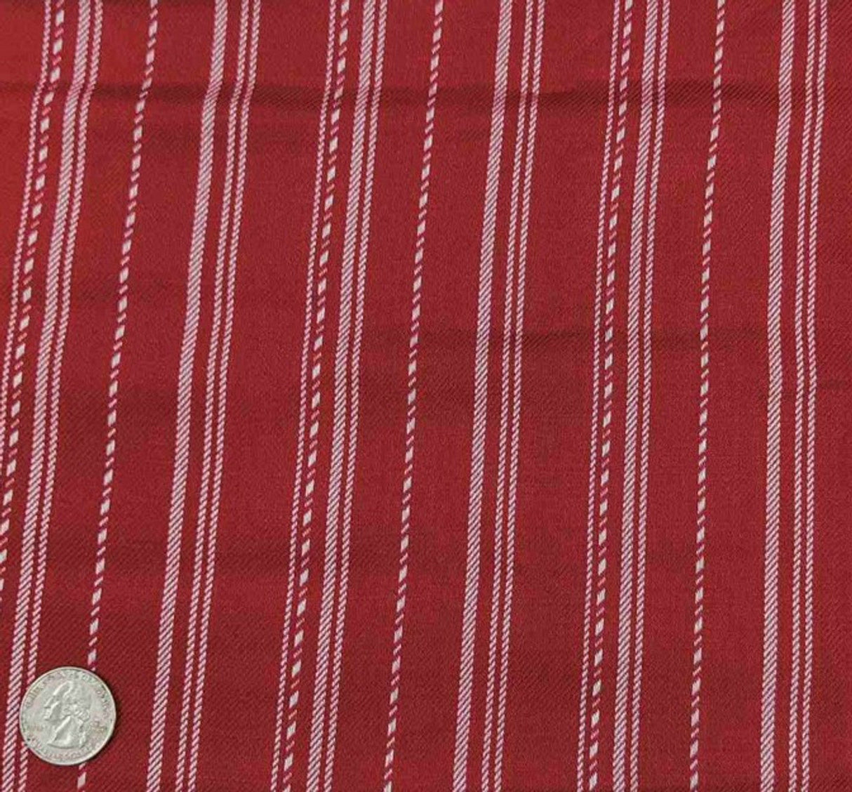 1 Yard Rayon Twill Yarn Dyed Stripe Fabric Burgundy Wide Medium Weight Apparel Material 54/55 Inches Width