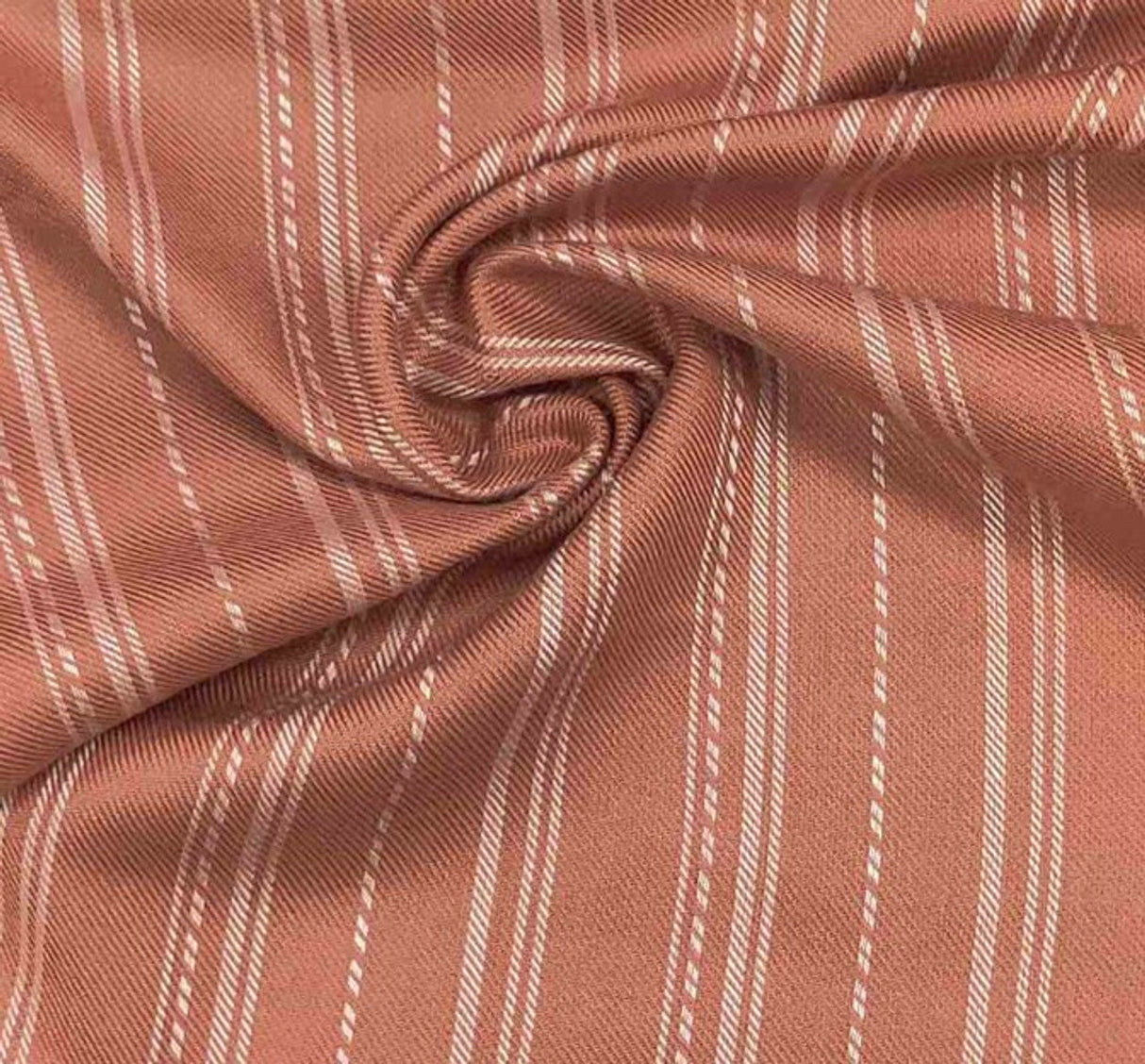 1 Yard 100% Rayon Twill Yarn Dyed Stripe Rust Woven Fabric, 54/55" Wide