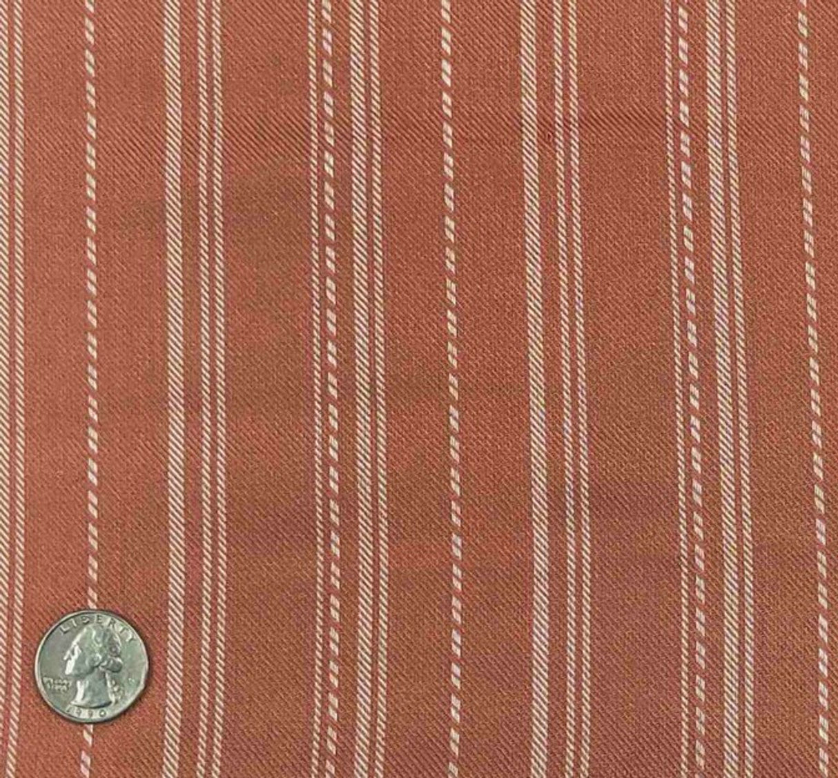 1 Yard 100% Rayon Twill Yarn Dyed Stripe Rust Woven Fabric, 54/55″ Wide