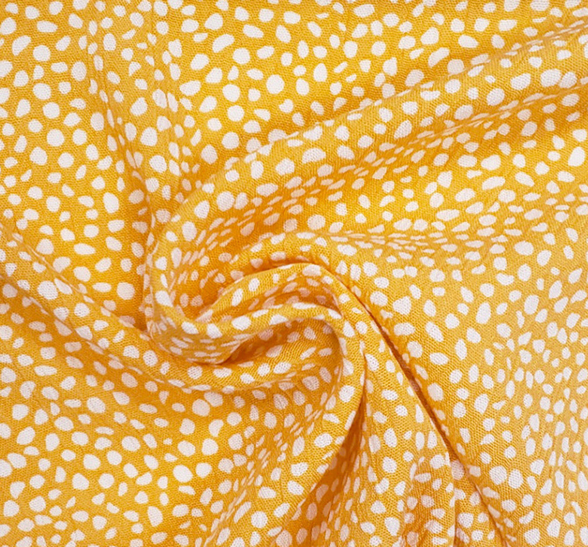 1 Yard Rayon Crinkle Mustard Ivory Fabric for Dresses Blouses Skirts and Crafts 50 52 Width