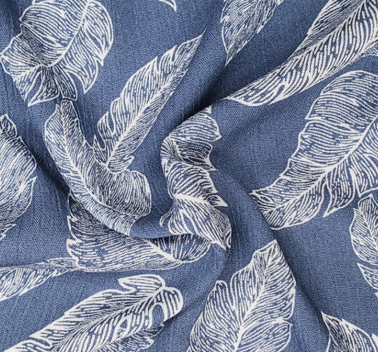 1 Yard Rayon Crinkle Denim Ivory Woven Fabric, 50/52? Wide 100% Rayon