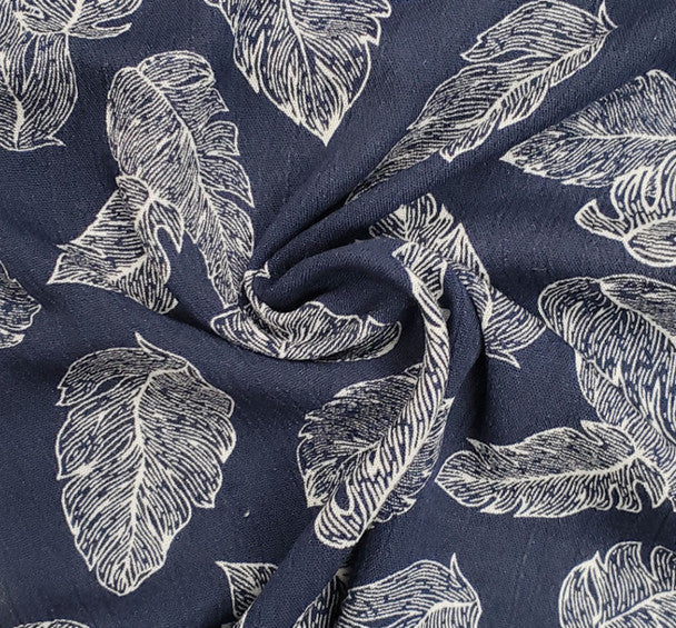 1 Yard Navy Ivory Rayon Crinkle Apparel Fabric 50/52 inches Width