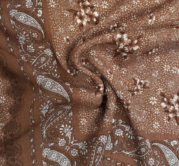 1 Yard Rustic Brown Rayon Crinkle Fabric Breathable Textured Material for Casual Dresses Cozy Blouses and Relaxed Skirts 50/52 Inch Width