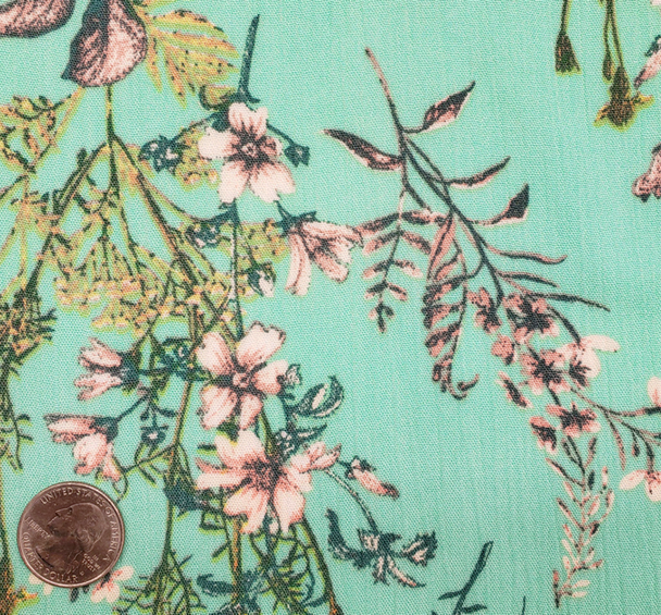 1 Yard Mint Rayon Crinkle Fabric Soft Lightweight Drapey Material for Dresses Tops Skirts 50/52 Inch Width