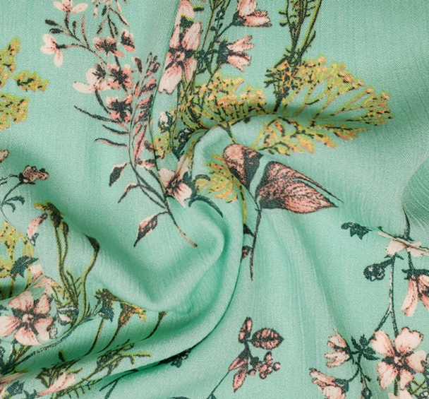 1 Yard Mint Rayon Crinkle Fabric Soft Lightweight Drapey Material for Dresses Tops Skirts 50/52 Inch Width