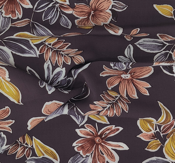 1 Yard Blue Grape Rayon Slub Apparel Fabric 55/56" Wide Soft Textured Weave, 130 GSM