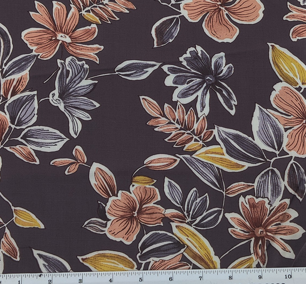 1 Yard Blue Grape Rayon Slub Apparel Fabric 55/56" Wide Soft Textured Weave, 130 GSM