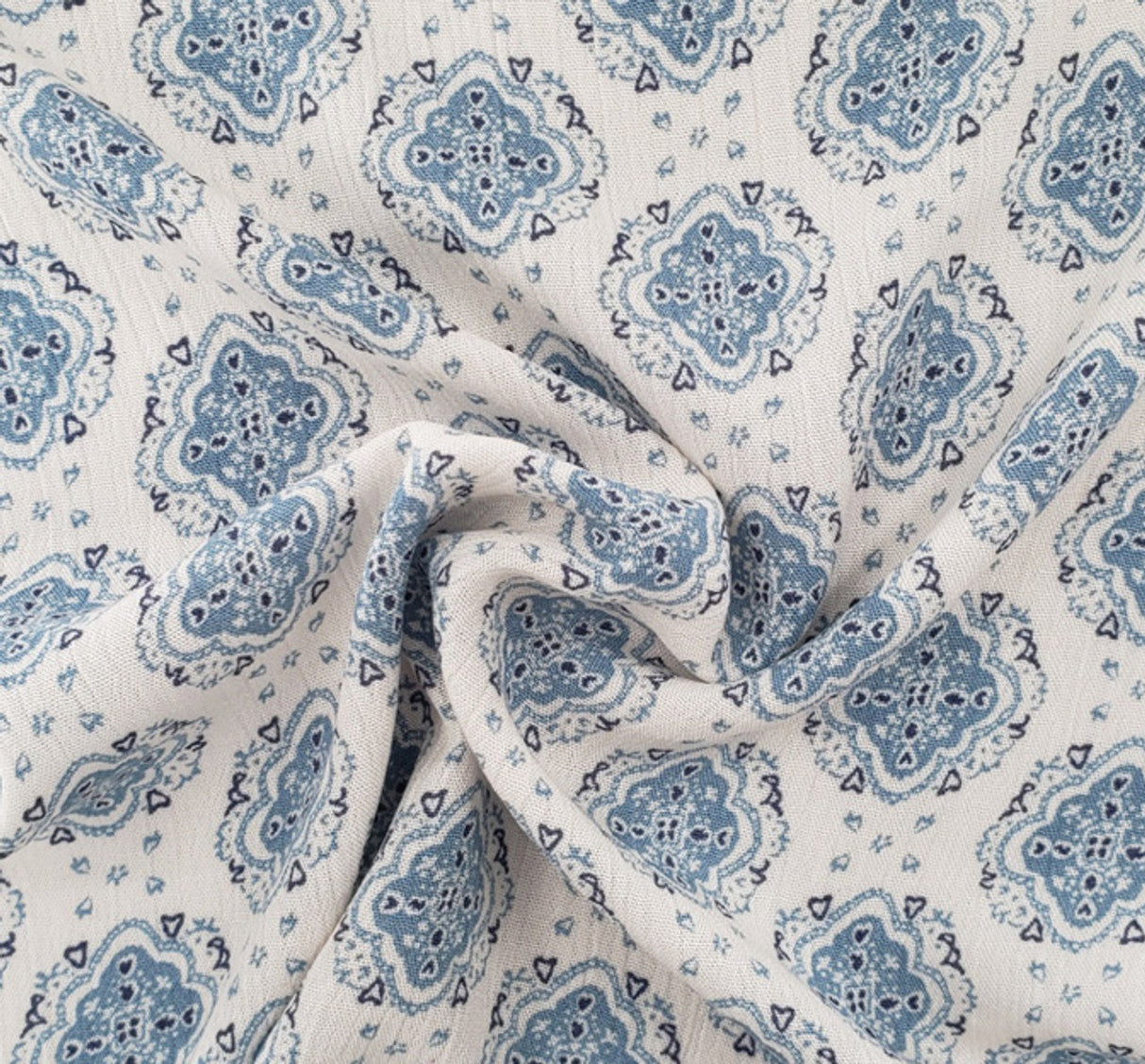 1 Yard Rayon Crinkle Crepon Apparel Fabric, Denim Blue, 50/52" Wide, Lightweight & Drapable
