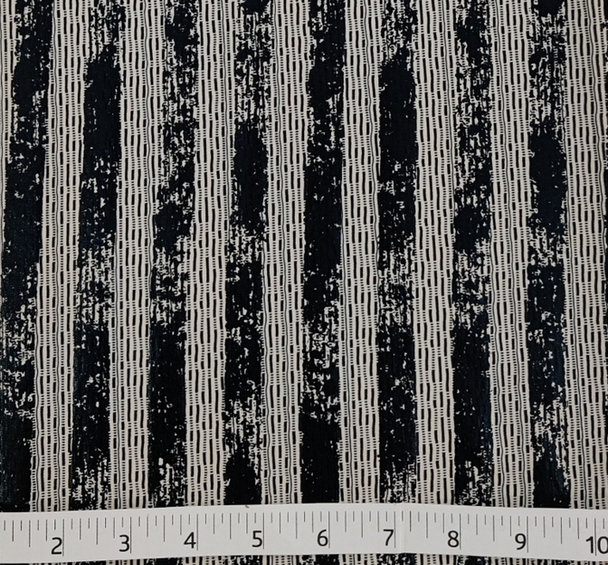 1 Yard Poly Jacquard Spandex Fabric with Foil Black/Ivory, 58/60" Wide Stretch Apparel Textile