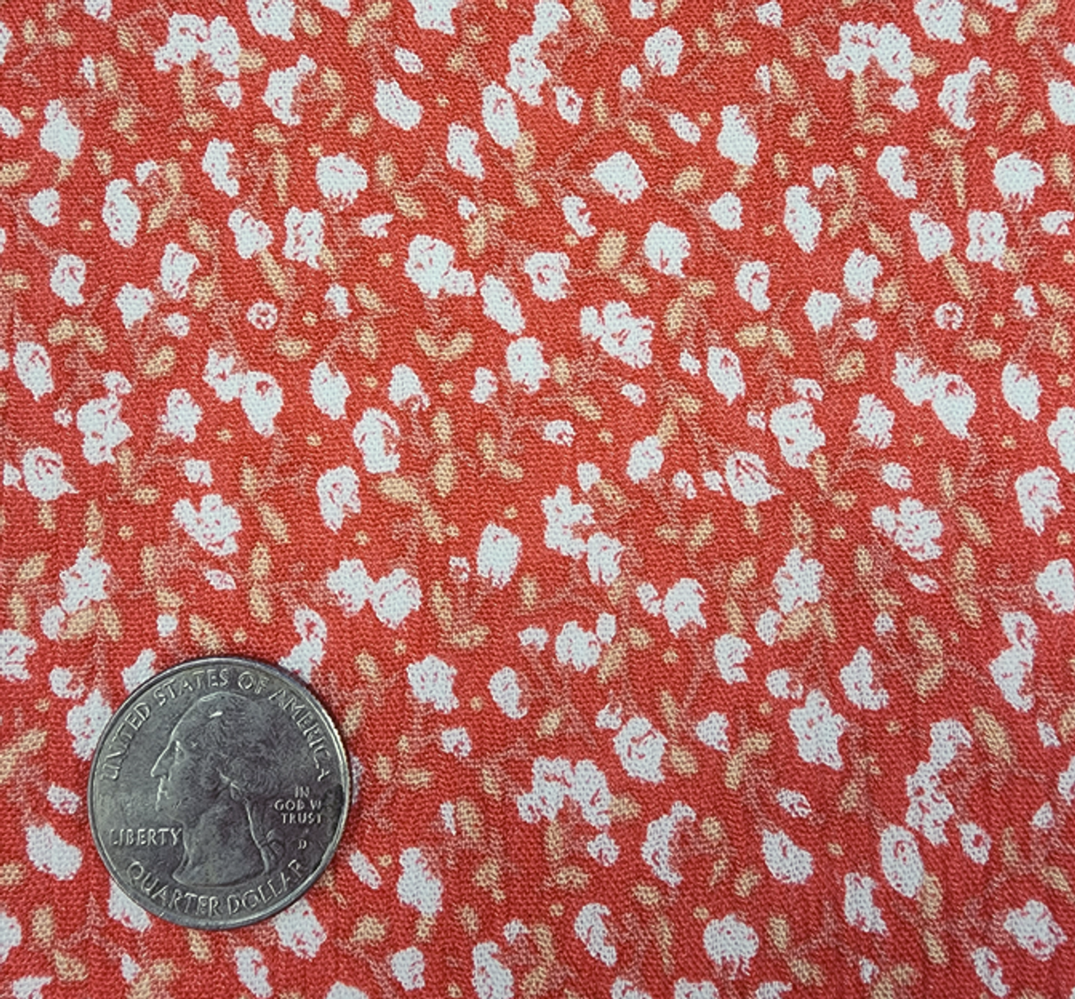 Rayon Crinkle Crepon 1 Yard Fabric Coral 50/52" Lightweight Textured Apparel