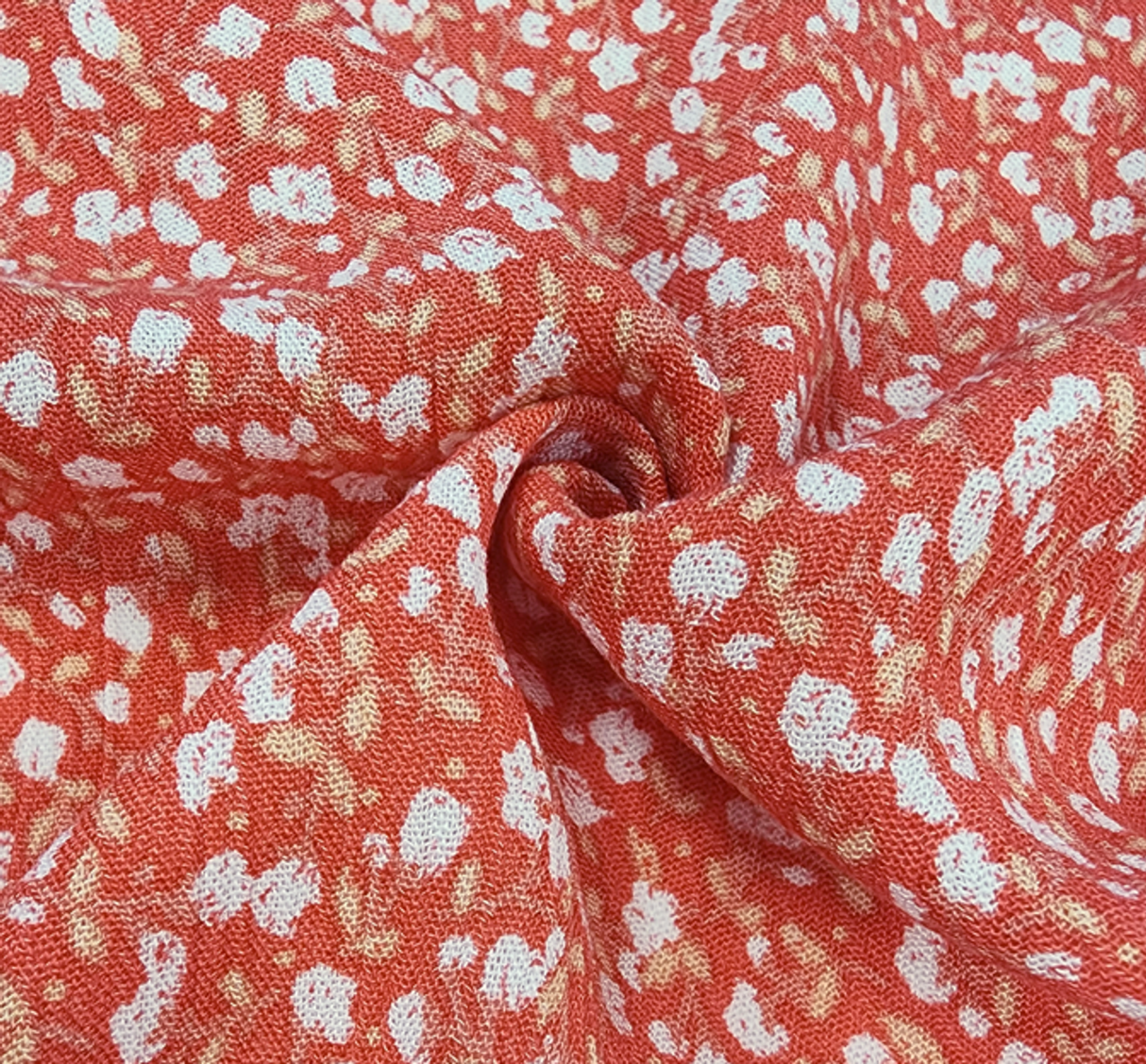 Rayon Crinkle Crepon 1 Yard Fabric Coral 50/52" Lightweight Textured Apparel