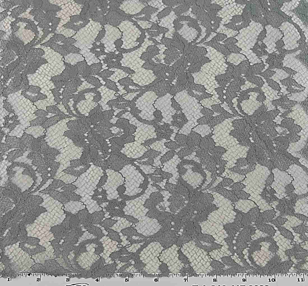 1 Yard Grey Lace Nylon Apparel Fabric58/60" Wide Soft Lightweight Material