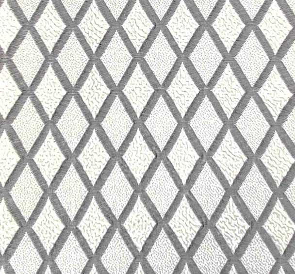 1 yard Gray & Ivory Diamond Jacquard Knit Fabric 58/60" Wide Stretch Apparel Fabric with Acrylic Blend