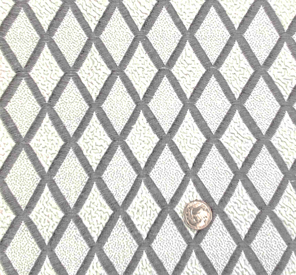 1 yard Gray & Ivory Diamond Jacquard Knit Fabric 58/60" Wide Stretch Apparel Fabric with Acrylic Blend