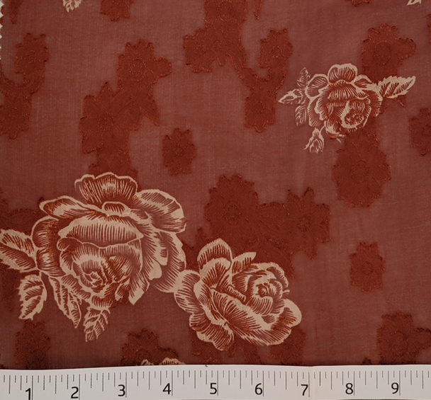 1 Yard Elegant Brown Jacquard Chiffon Fabric, 57/58" Wide, Lightweight Apparel Material
