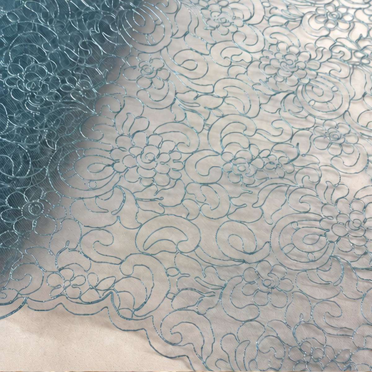 Corded Bridal Lace Fabric Embroidered Net Mesh Bridal Dress Wear