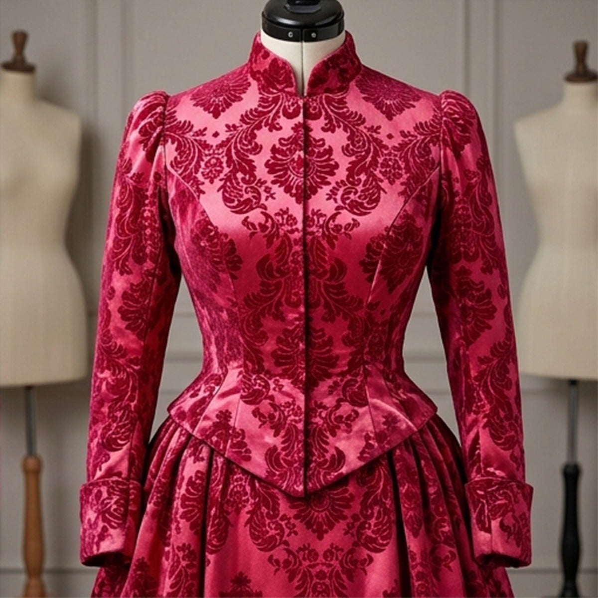 Damask Flocked Taffeta Fabric - Velvet Pattern for Events Decor