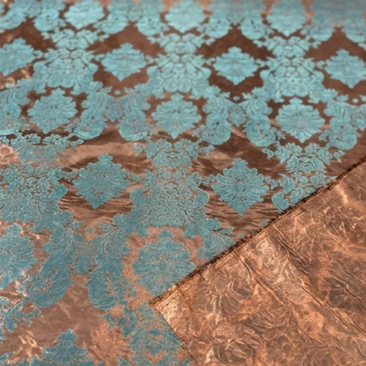 Flocked Damask Taffeta Fabric Velvet Flock Pattern by the Yard