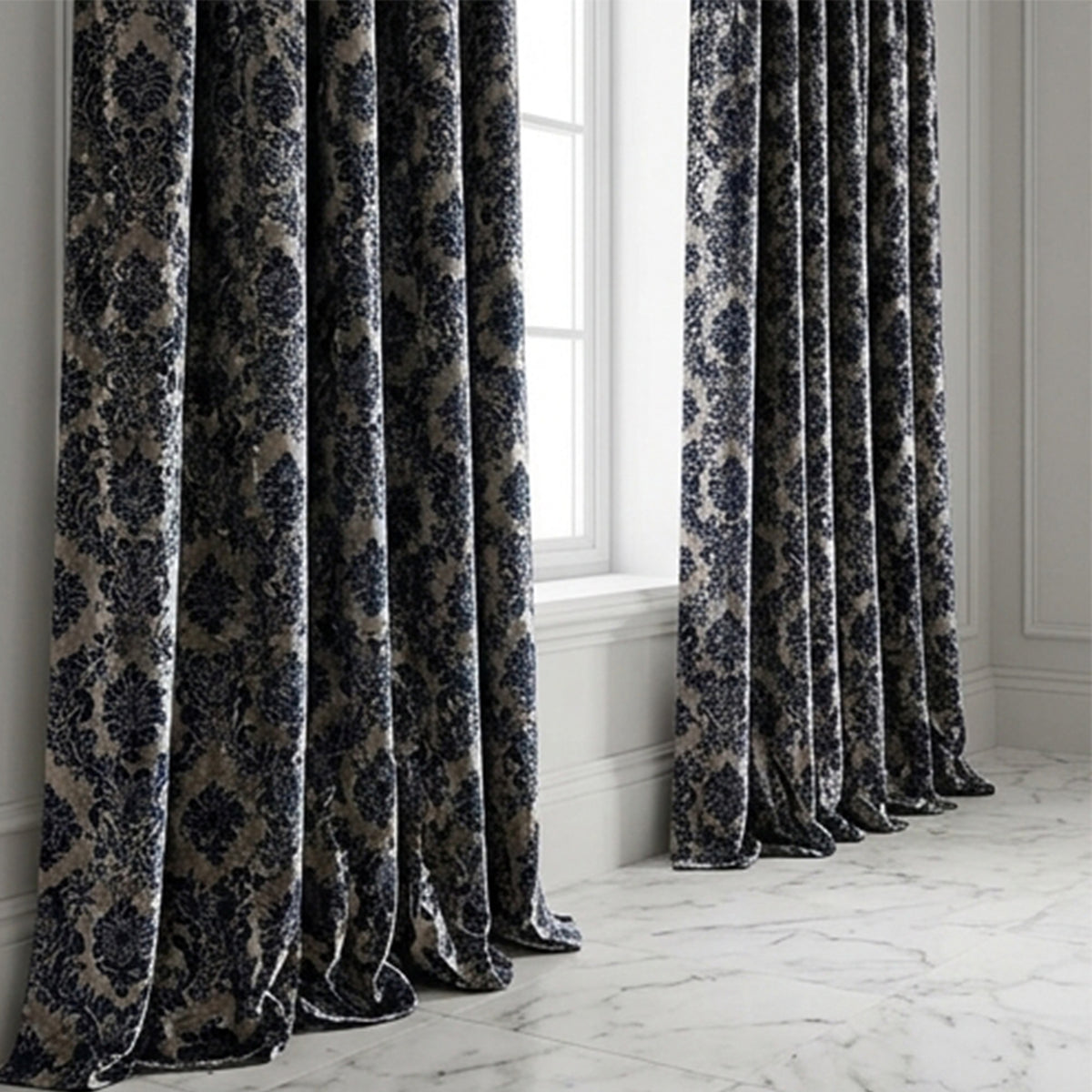 Velvet Flocked Damask Taffeta Fabric for Dresses Decor by Yard