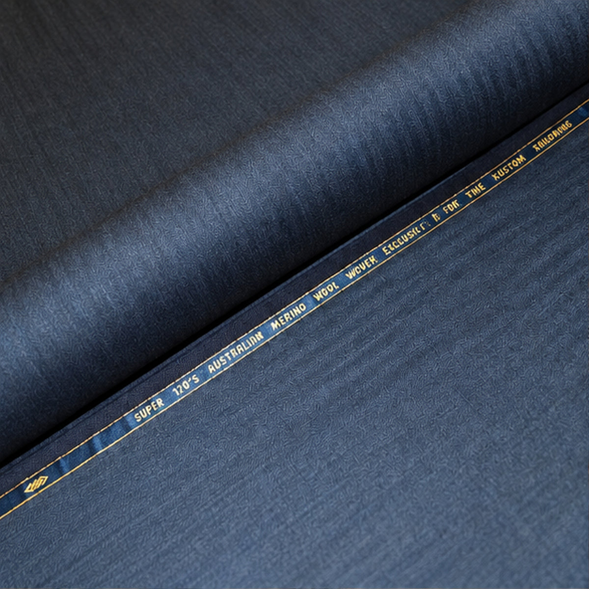 Blue Herringbone Merino Wool Fabric 58/60in Width by the Yard