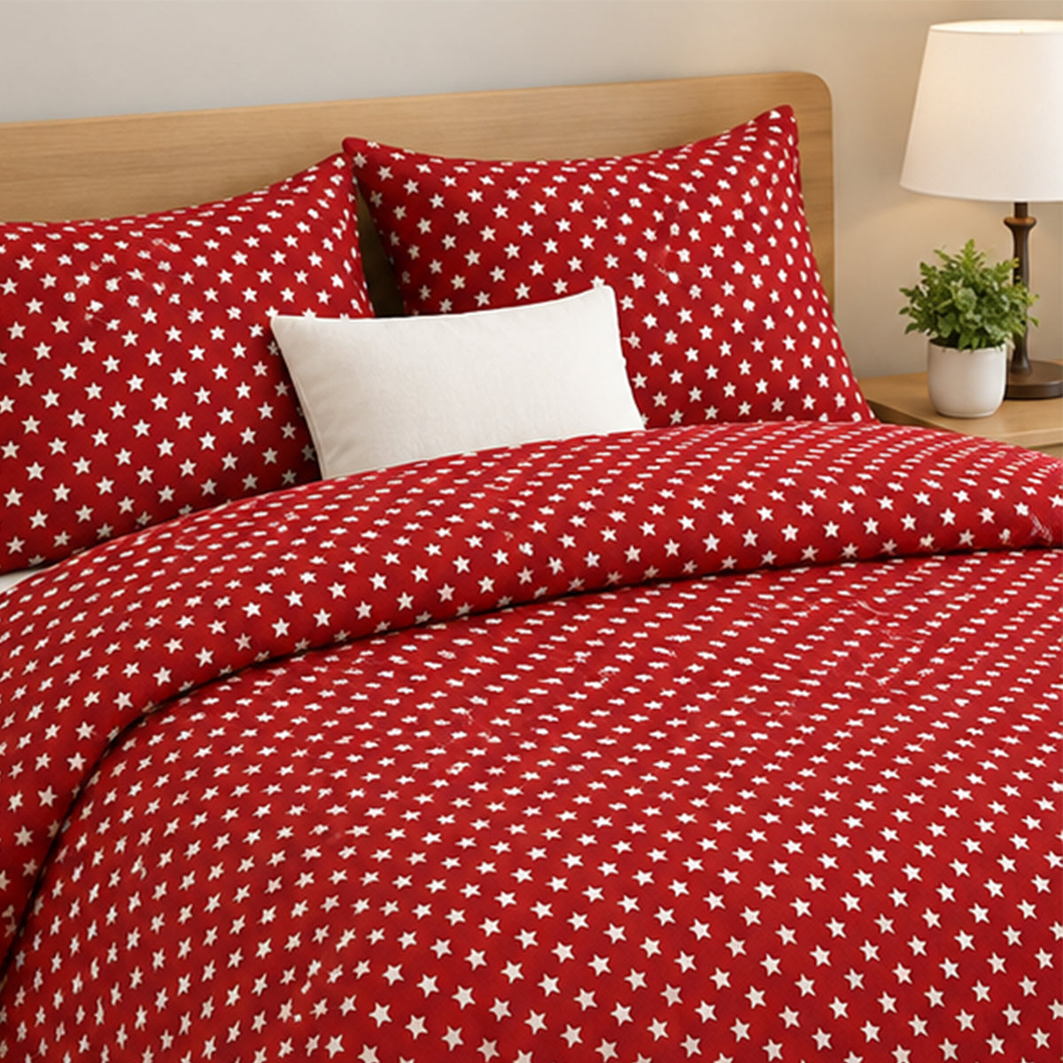 Red White Star Print Poly Cotton Fabric 60 Inch Wide Yard