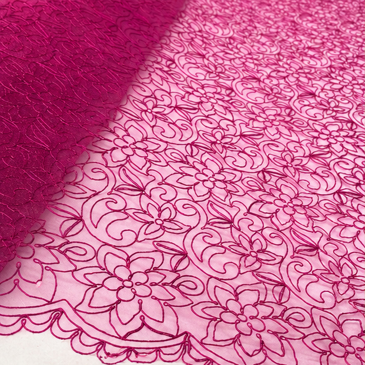 Corded Couture Bridal Lace Fabric Net Mesh Embroidered 54 Inch