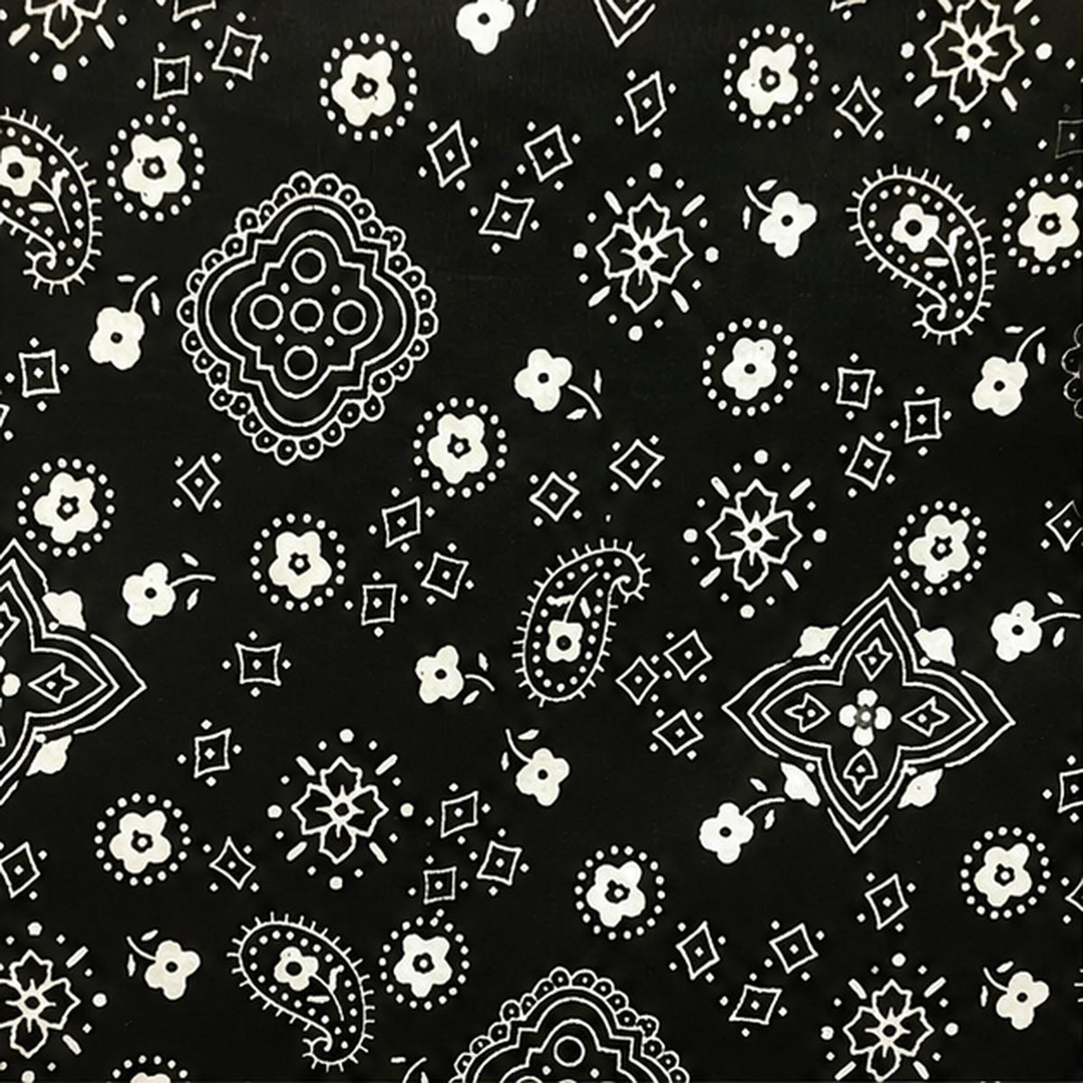 Paisley Bandanna Fabric Black Poly Cotton Print by the Yard Decor