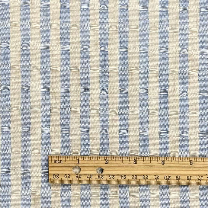 1 Yard Lithuanian Linen 3 Tone Jacquard Stripe Premium Natural Sewing Fabric 65" Width