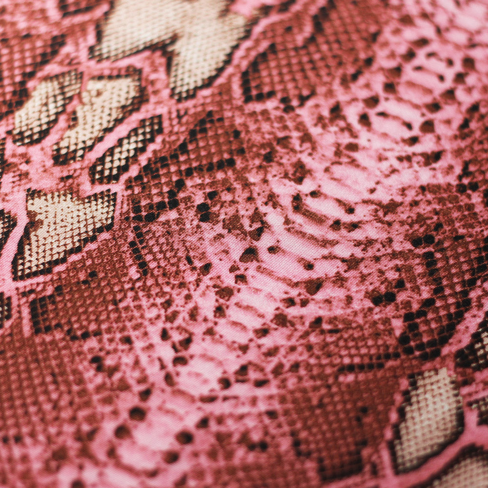 Snake Skin Nylon Spandex Fabric - Pink/Orange/Turquoise/Tan Snake Print, 58/60" Width, 320 GSM (1 Yard)