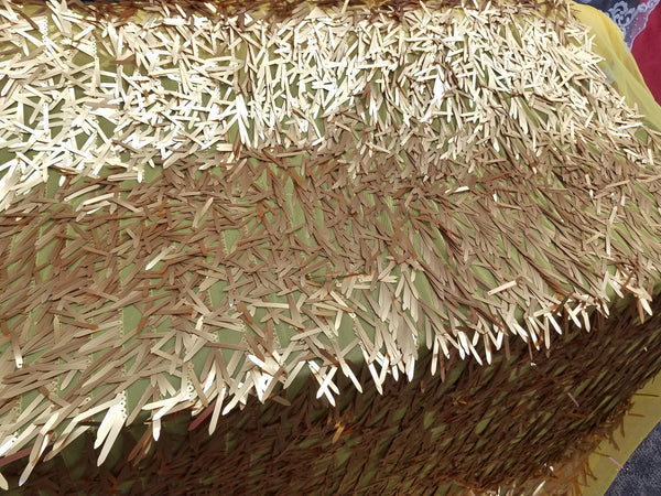 1 Yard Gold Teardrop Sequin Mesh Fabric Black Base for Dresses Prom Events 52 Inch Width