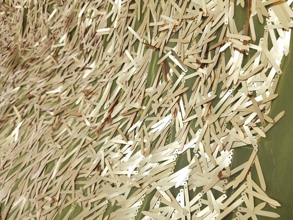 1 Yard Gold Teardrop Sequin Mesh Fabric Black Base for Dresses Prom Events 52 Inch Width