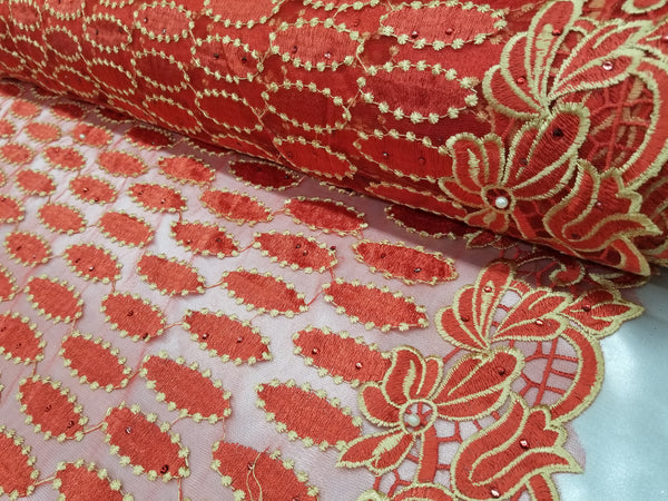 1 Yard Multicolor Floral Mesh Lace Fabric for Bridal Wedding Dresses and Decor 54 Inch Width