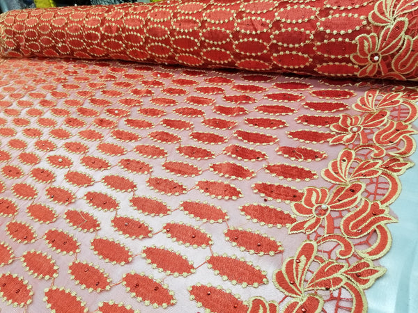 1 Yard Multicolor Floral Mesh Lace Fabric for Bridal Wedding Dresses and Decor 54 Inch Width