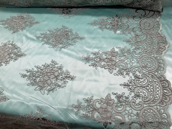 1 Yard Sage Lace Mesh Fabric for Wedding Prom Dress Decoration 54 Inch Width