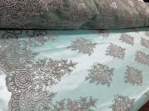 1 Yard Sage Lace Mesh Fabric for Wedding Prom Dress Decoration 54 Inch Width