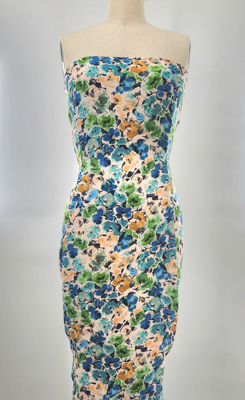 Rayon Crinkle Crepon 1 Yard Fabric Turquoise 50/52" Lightweight Apparel Fabric