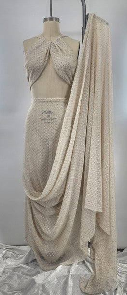 1 Yard Beige or Charcoal Clip Dot Chiffon Lightweight Sheer Polyester Fabric for Dresses & Sarees, 57/58" Wide