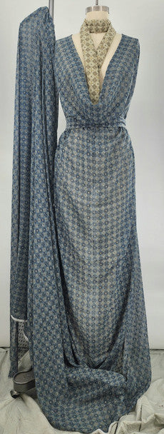 1 Yard Dusty or Blue Clip Dot Chiffon Fabric, Lightweight Soft Draping Polyester 57/58" Wide