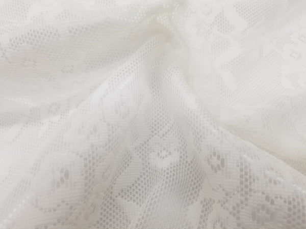 1 Yard Ivory Daisy Embroidery Mesh Tulle Net Fabric for Lingerie Bridal 54 Inches Wide