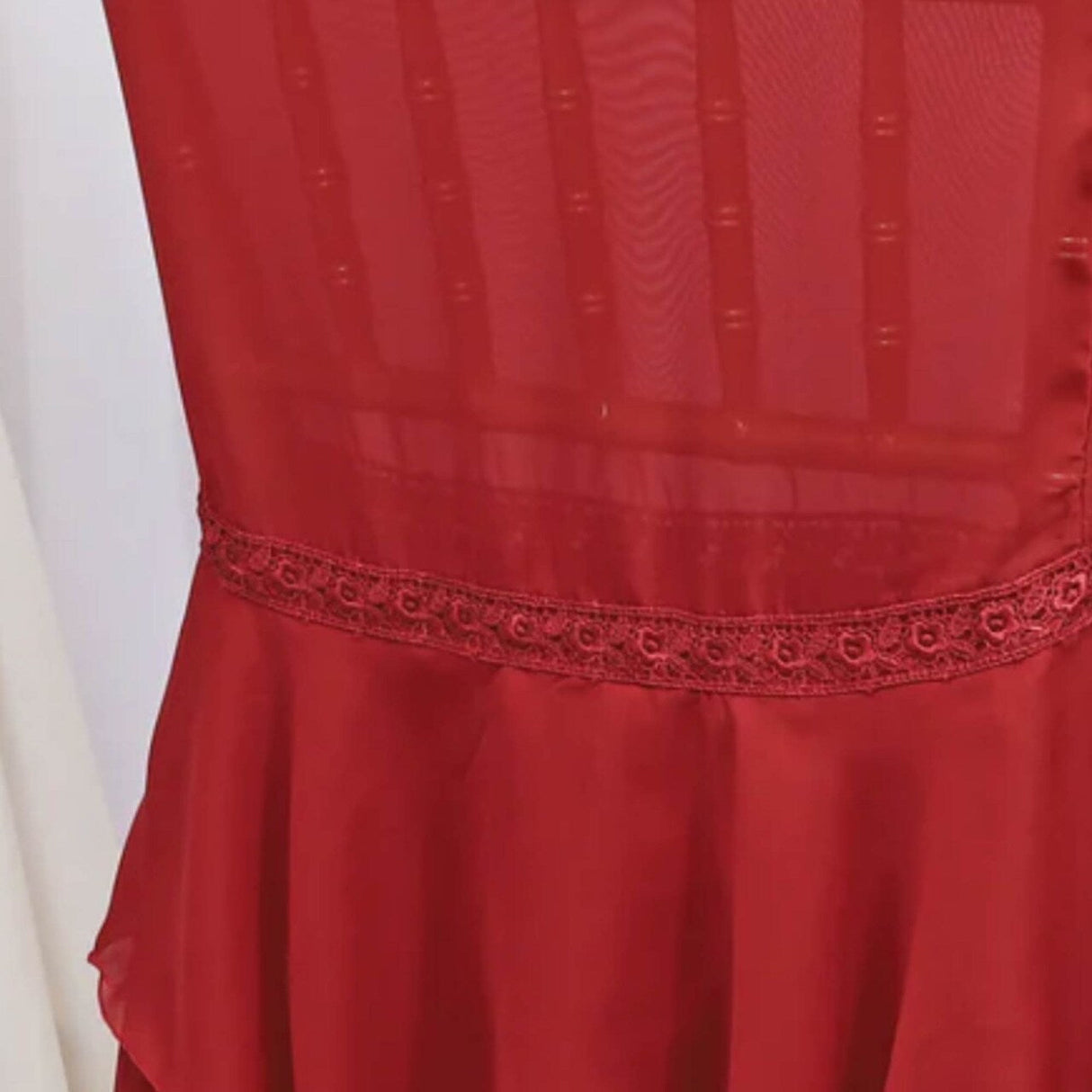 1 Piece Vibrant Apple Red Chiffon Chiavari Chair Cover with Sash Elegant Sheer Accent