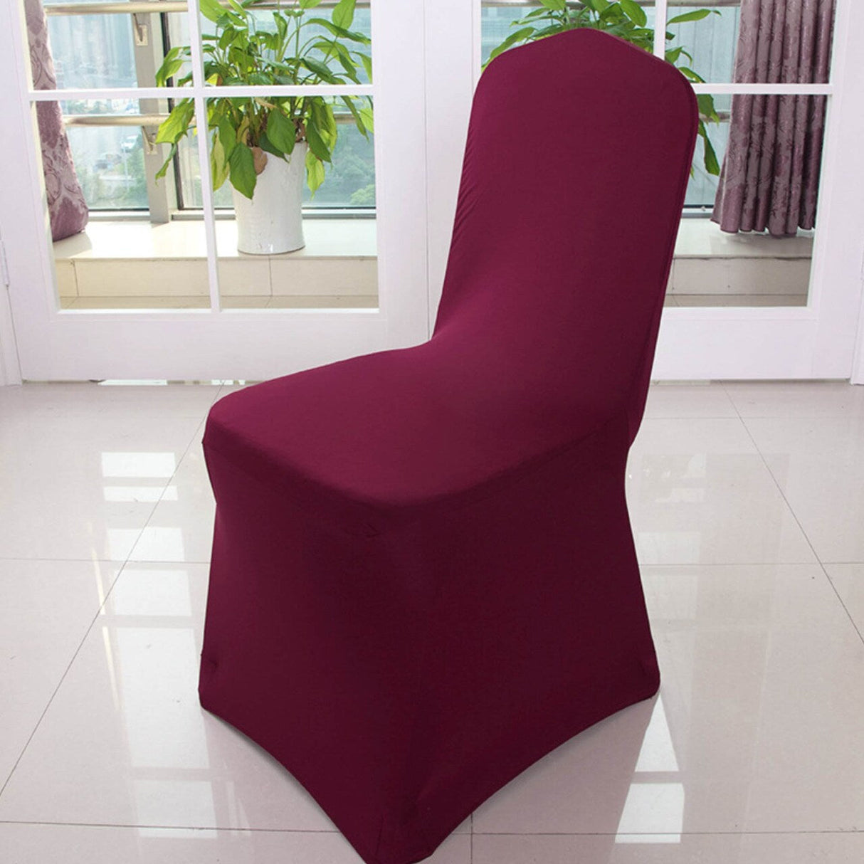 1 Piece Spandex Banquet Chair Cover Burgundy Stretch Wrinkle Resistant Event Decoration
