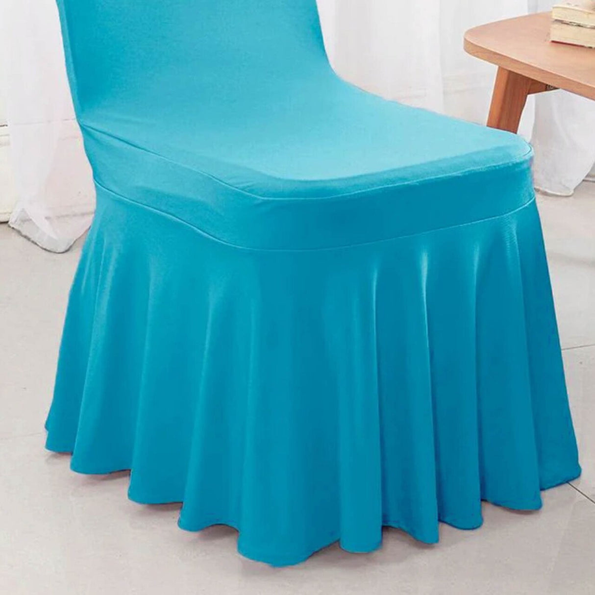 Spandex Banquet Skirt Chair Cover Turquoise Elegant Stretch Skirt Fit Durable Event Decor