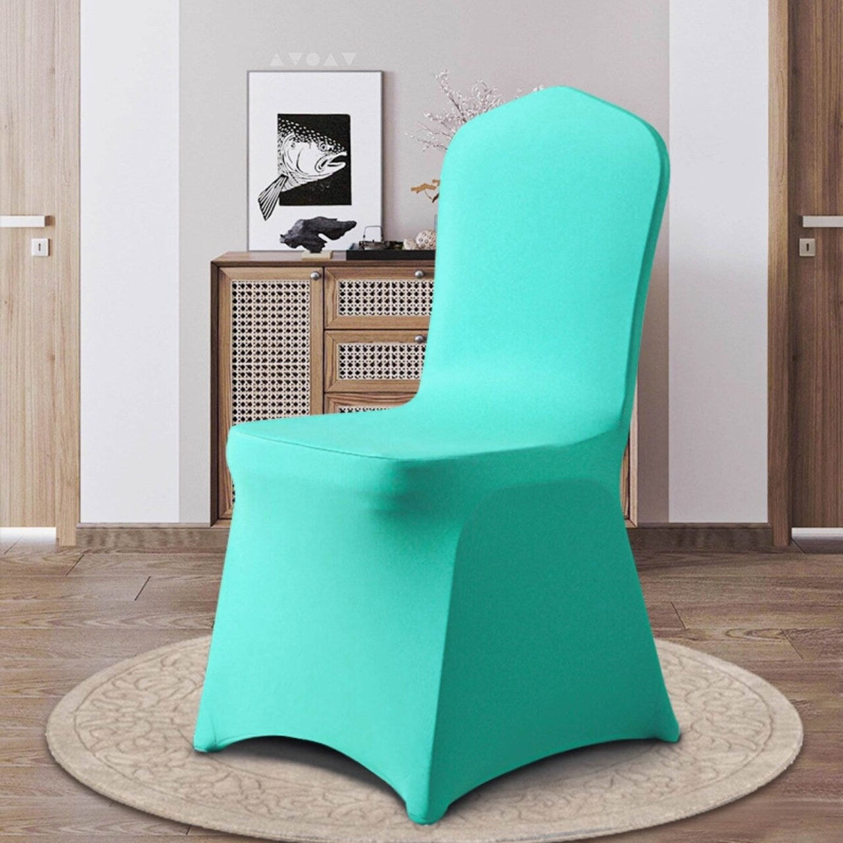 1 Piece Spandex Banquet Chair Cover Tiff Blue Or Aqua Blue Stretch Wrinkle Free Decor