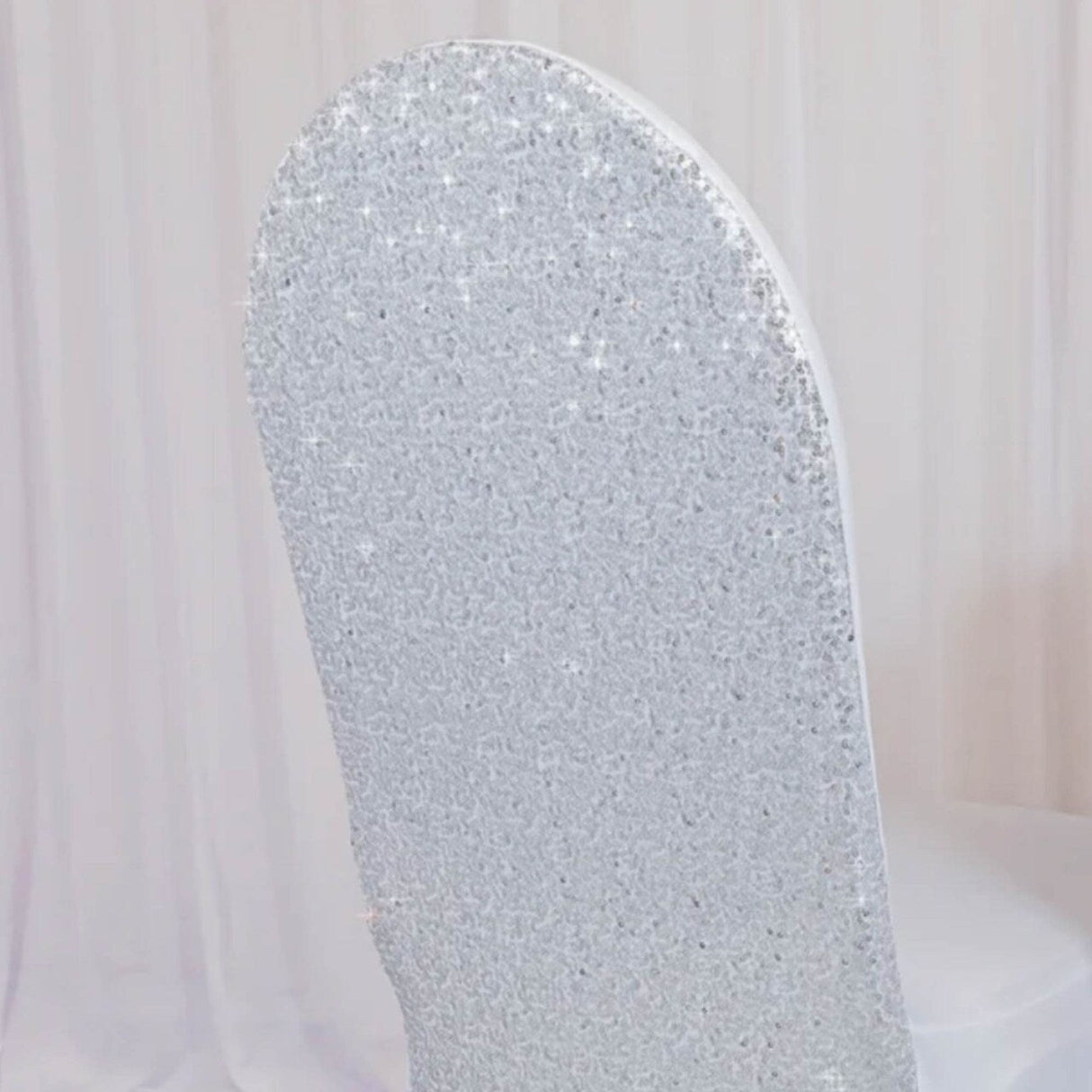 1 Piece Sequin Spandex Banquet Chair Cover Platinum Or Light Silver Stretch Elegant Decor