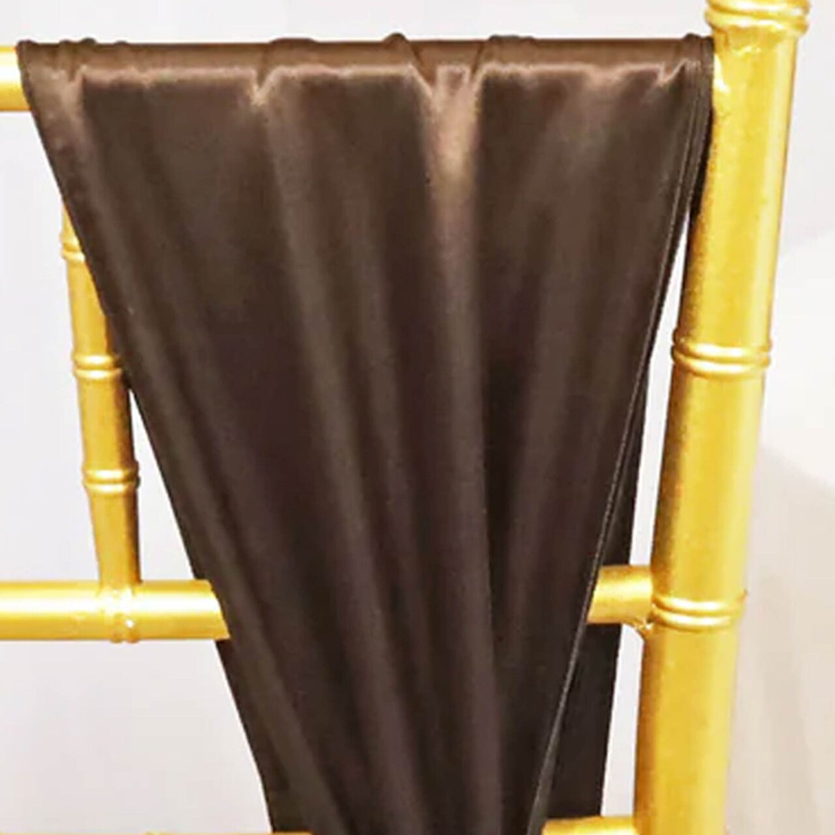 10 Pieces Chocolate Satin Chair Sashes 8"x108" Rich Brown Decor Wraps