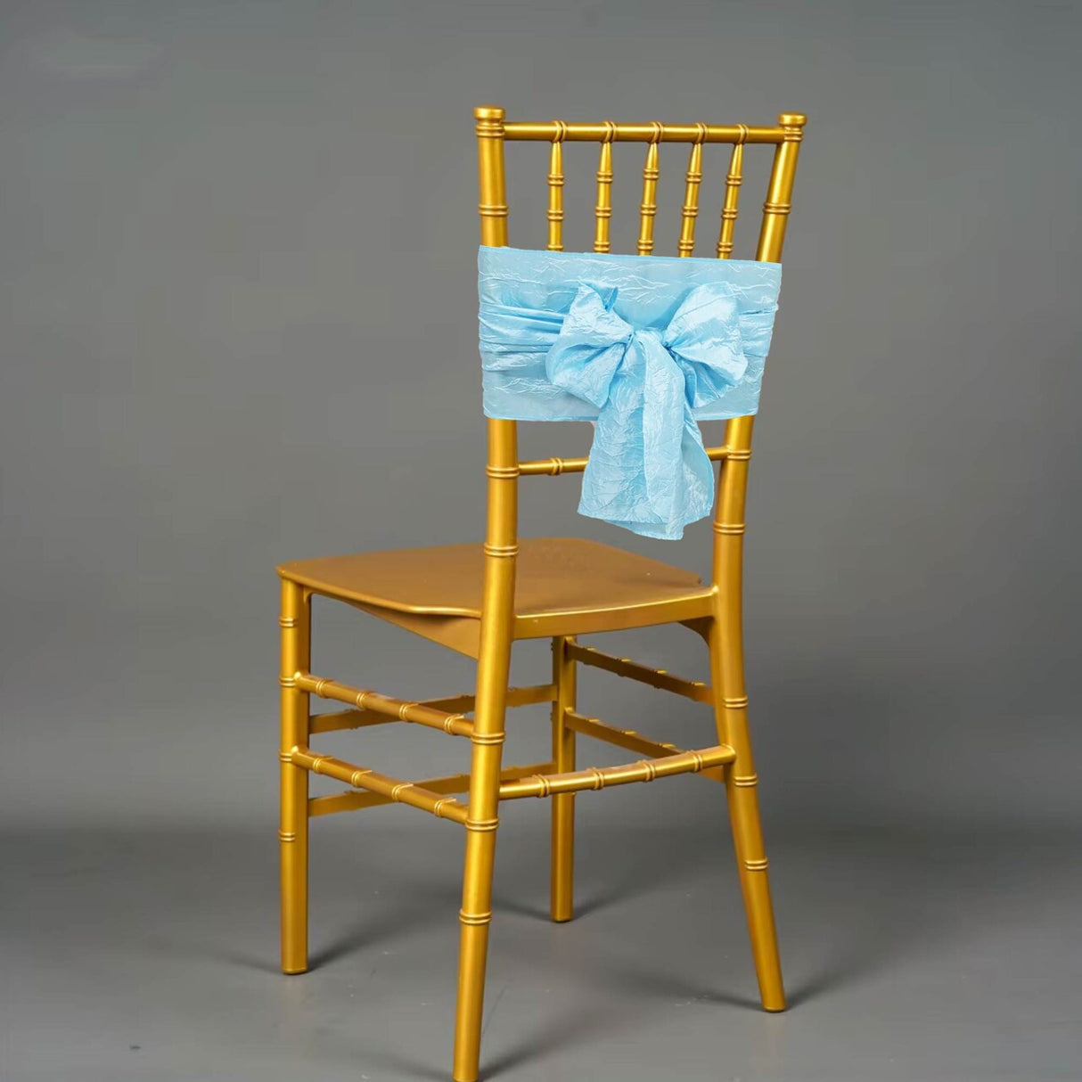 10 Pieces Baby Blue Crushed Taffeta Chair Wraps, 9.5"x108" Delicate Event Sashes
