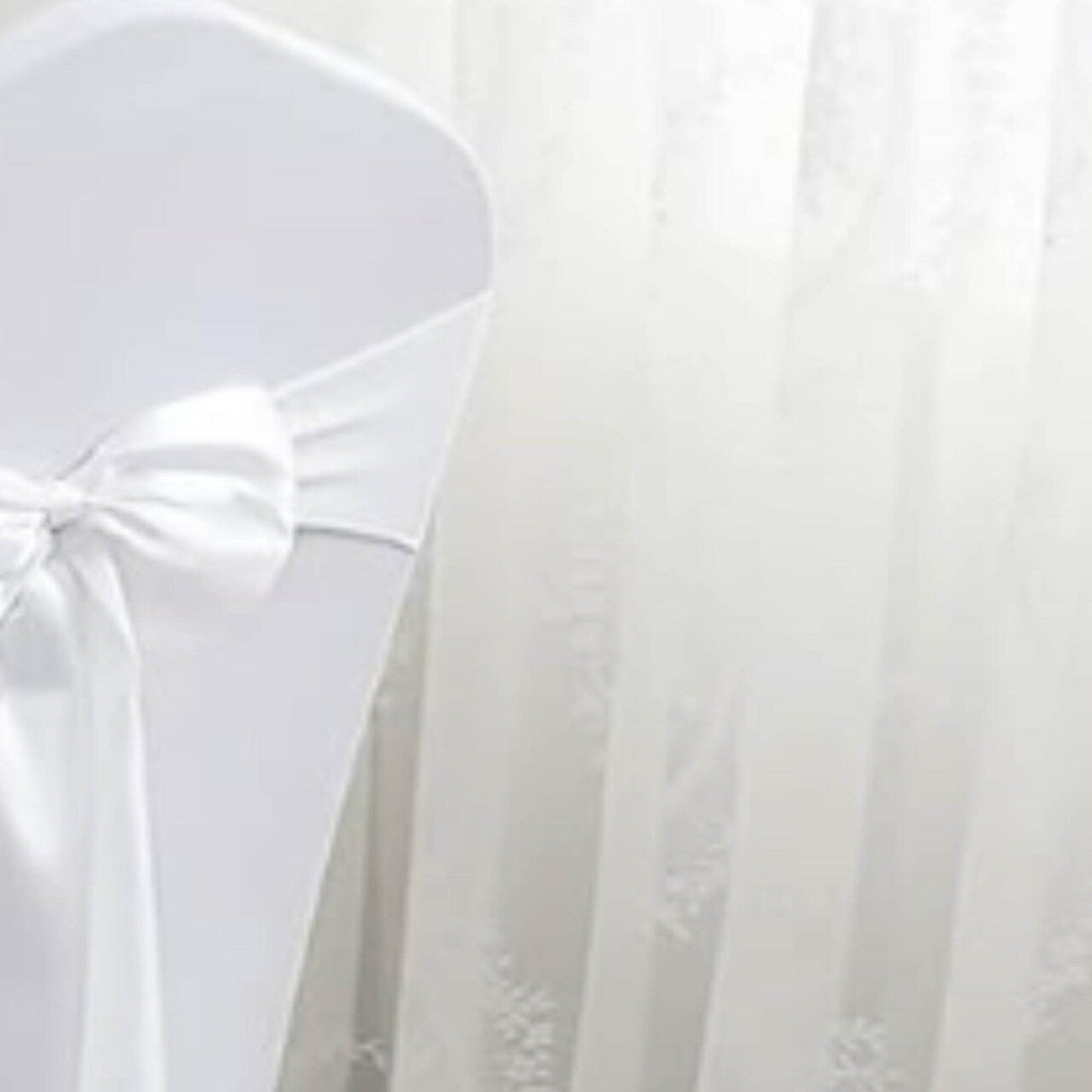 10 Pieces White Polyester Chair Sashes 8"x108" with Serged Edges for Events